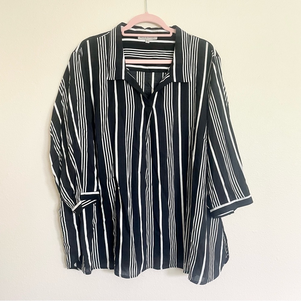 Rose & Thyme Black and White Striped Shirt